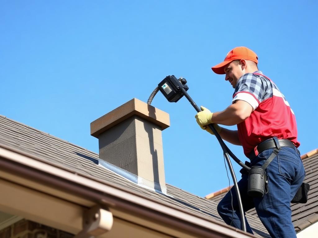 Plumber clearing a main drain line from a roof vent stack